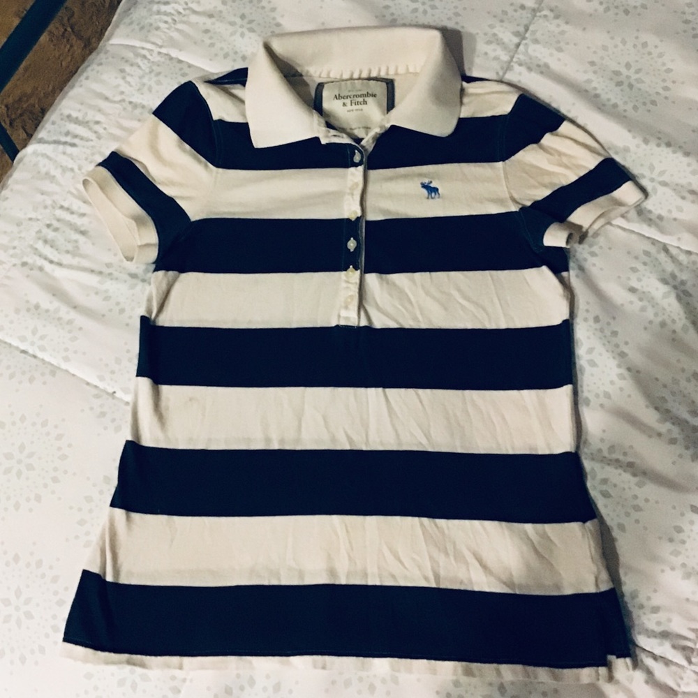 Abercrombie & Fitch Navy/White Polo Size Large